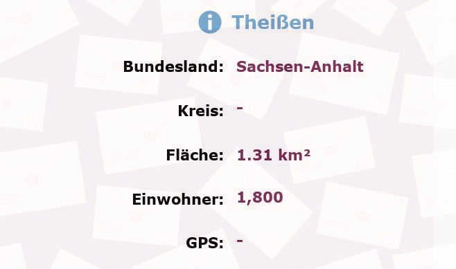 2 Postleitzahlen in Theißen, Sachsen-Anhalt