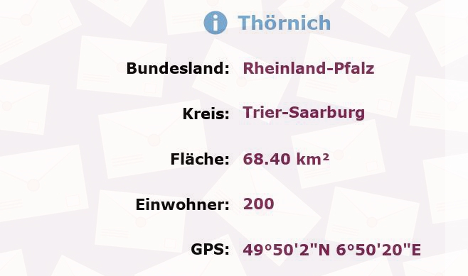 1 Postleitzahl in Thörnich, Rheinland-Pfalz