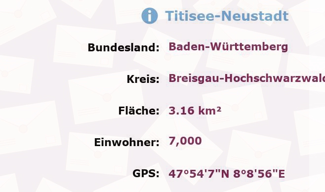 1 Postleitzahl in Titisee-Neustadt, Baden-Württemberg