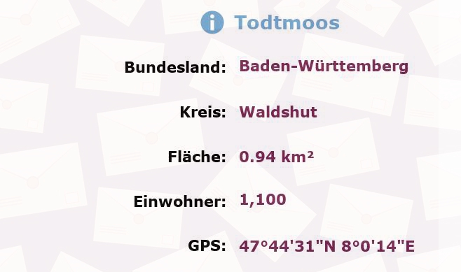 1 Postleitzahl in Todtmoos, Baden-Württemberg