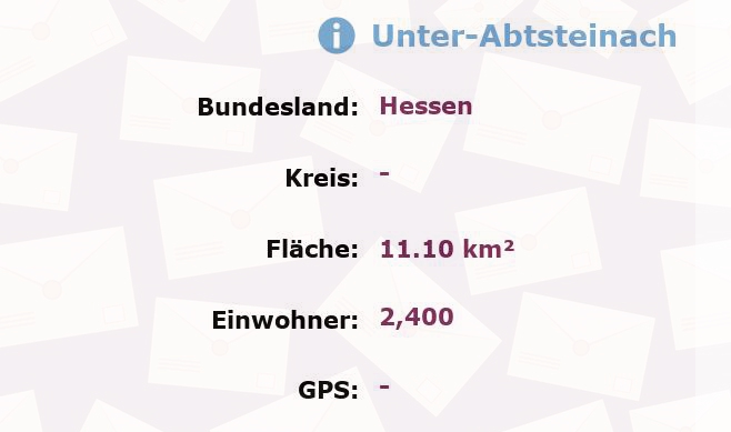 1 Postleitzahl in Unter-Abtsteinach, Hessen