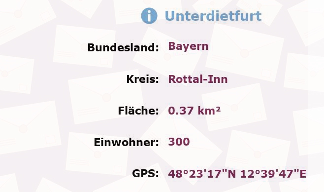 1 Postleitzahl in Unterdietfurt, Bayern