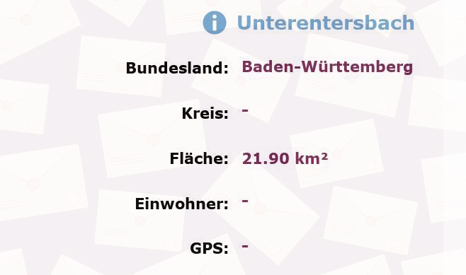 1 Postleitzahl in Unterentersbach, Baden-Württemberg