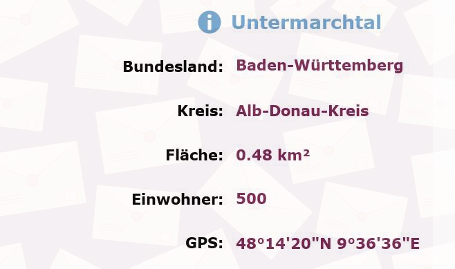 1 Postleitzahl in Untermarchtal, Baden-Württemberg