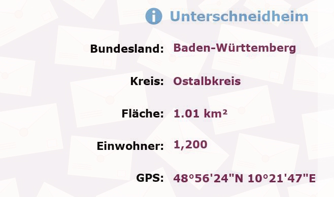 1 Postleitzahl in Unterschneidheim, Baden-Württemberg