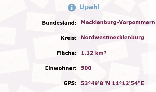 1 Postleitzahl in Upahl, Mecklenburg-Vorpommern