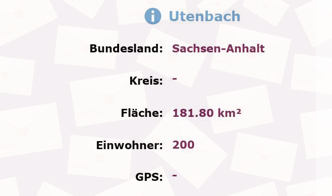 1 Postleitzahl in Utenbach, Sachsen-Anhalt