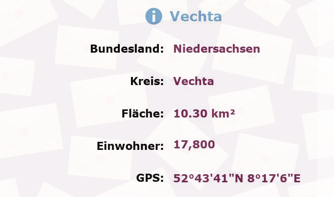 2 Postleitzahlen in Vechta, Niedersachsen