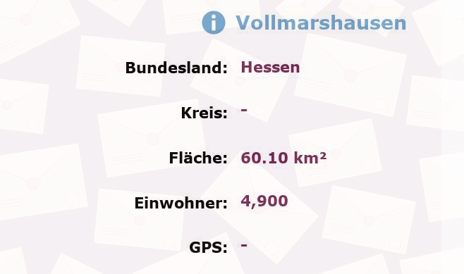 1 Postleitzahl in Vollmarshausen, Hessen