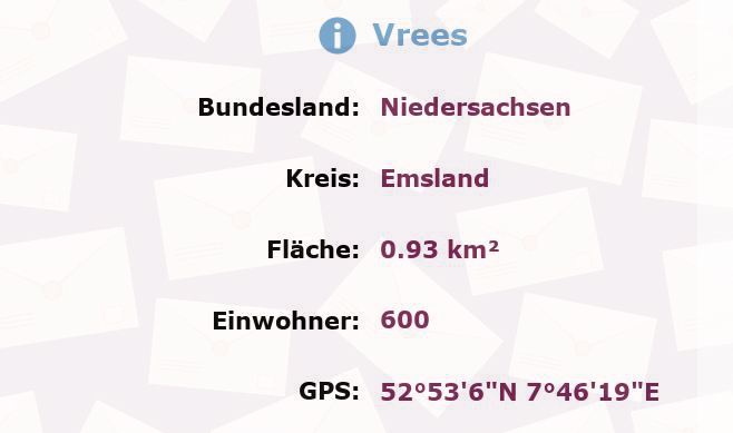 1 Postleitzahl in Vrees, Niedersachsen