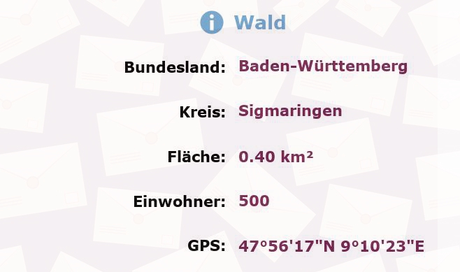 1 Postleitzahl in Wald, Baden-Württemberg