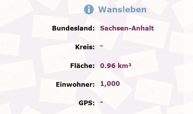 1 Postleitzahl in Wansleben, Sachsen-Anhalt