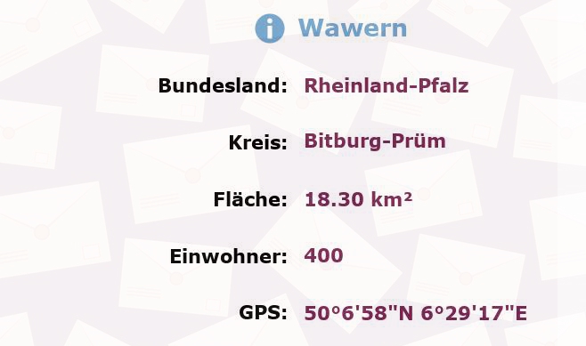 1 Postleitzahl in Wawern, Rheinland-Pfalz