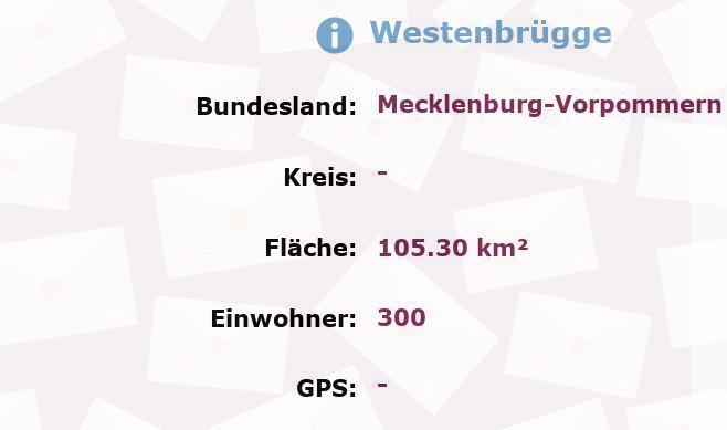 1 Postleitzahl in Westenbrügge, Mecklenburg-Vorpommern