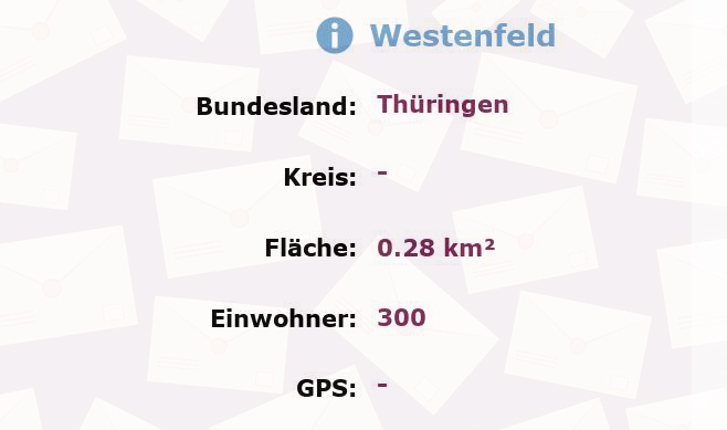 1 Postleitzahl in Westenfeld, Thüringen