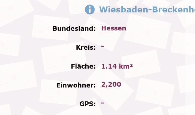 1 Postleitzahl in Wiesbaden-Breckenheim, Hessen