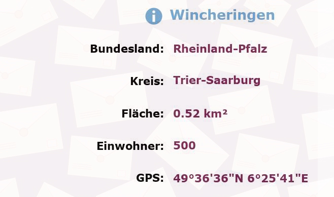 1 Postleitzahl in Wincheringen, Rheinland-Pfalz