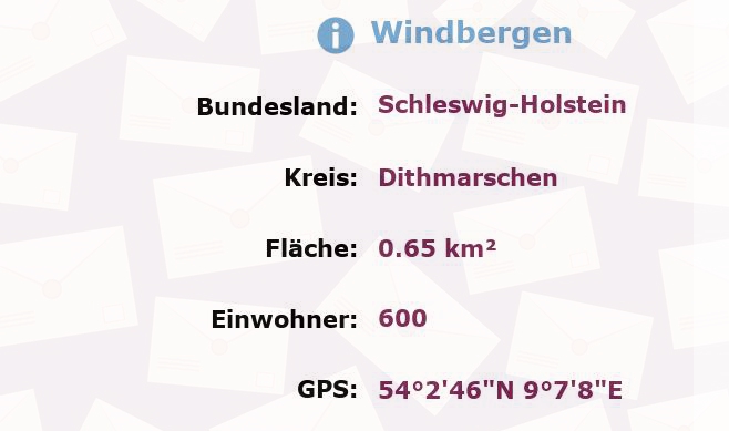 1 Postleitzahl in Windbergen, Schleswig-Holstein