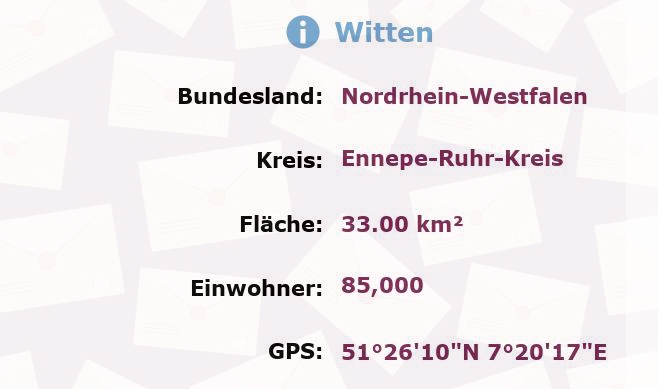 5 Postleitzahlen in Witten, Nordrhein-Westfalen