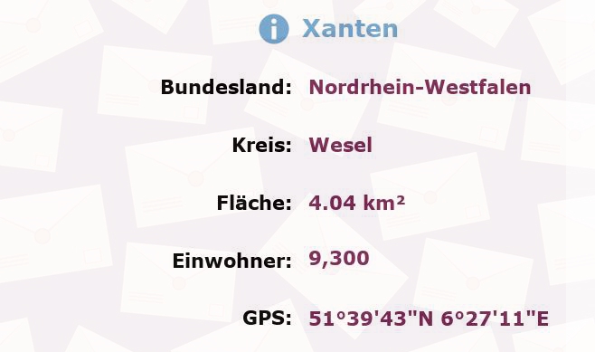 1 Postleitzahl in Xanten, Nordrhein-Westfalen