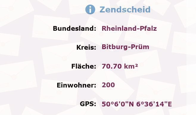 1 Postleitzahl in Zendscheid, Rheinland-Pfalz