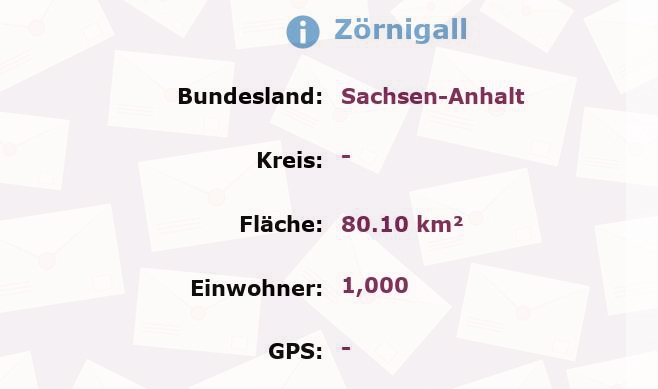 1 Postleitzahl in Zörnigall, Sachsen-Anhalt